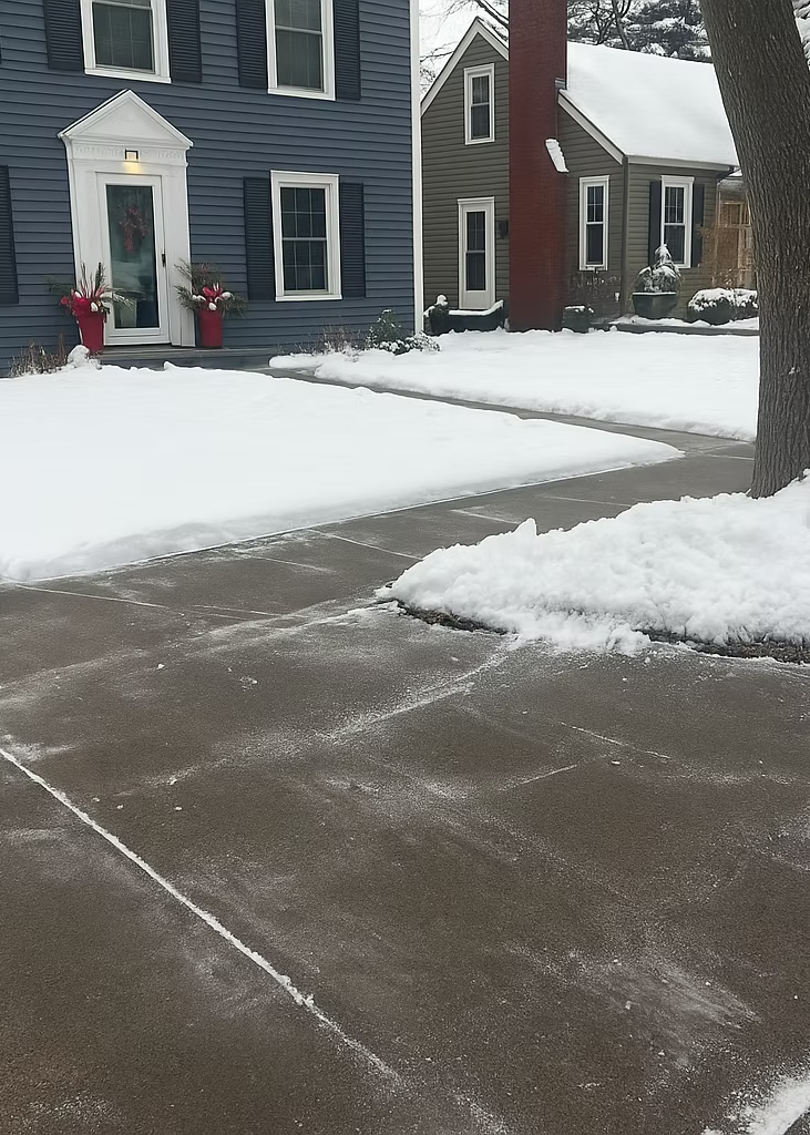 Snow-covered residential scene